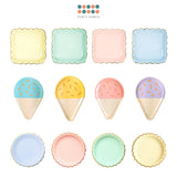 Disposable Paper Plate pastel Ice Cream Pastel Rainbow for Birthday Party