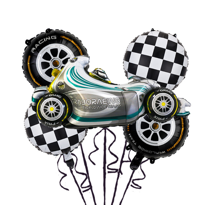 Racing Car Foil Balloon Bouquet Set - GREEN