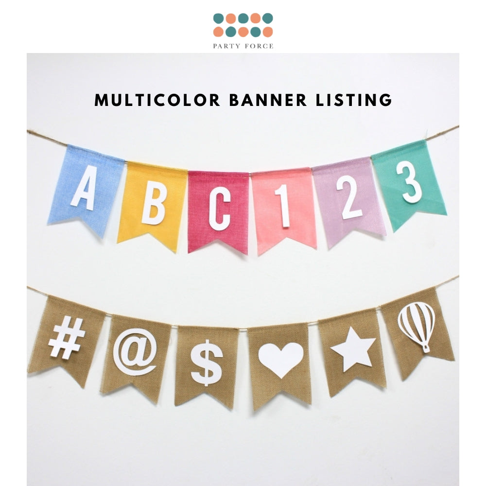 DIY Multicolor Linen banner customise happy birthday banner