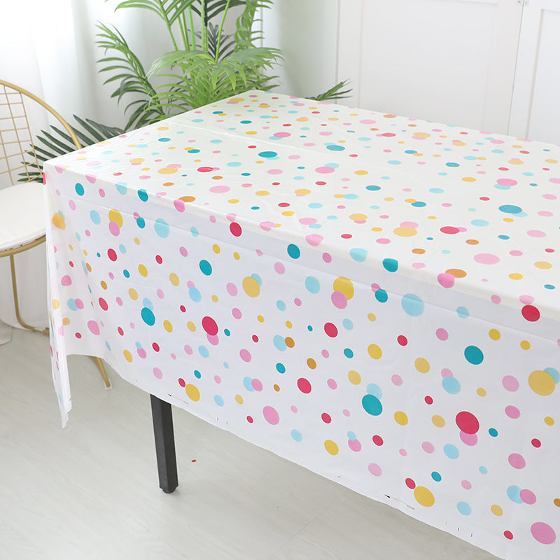 Rainbow Polka Dots Disposable Table Cloth