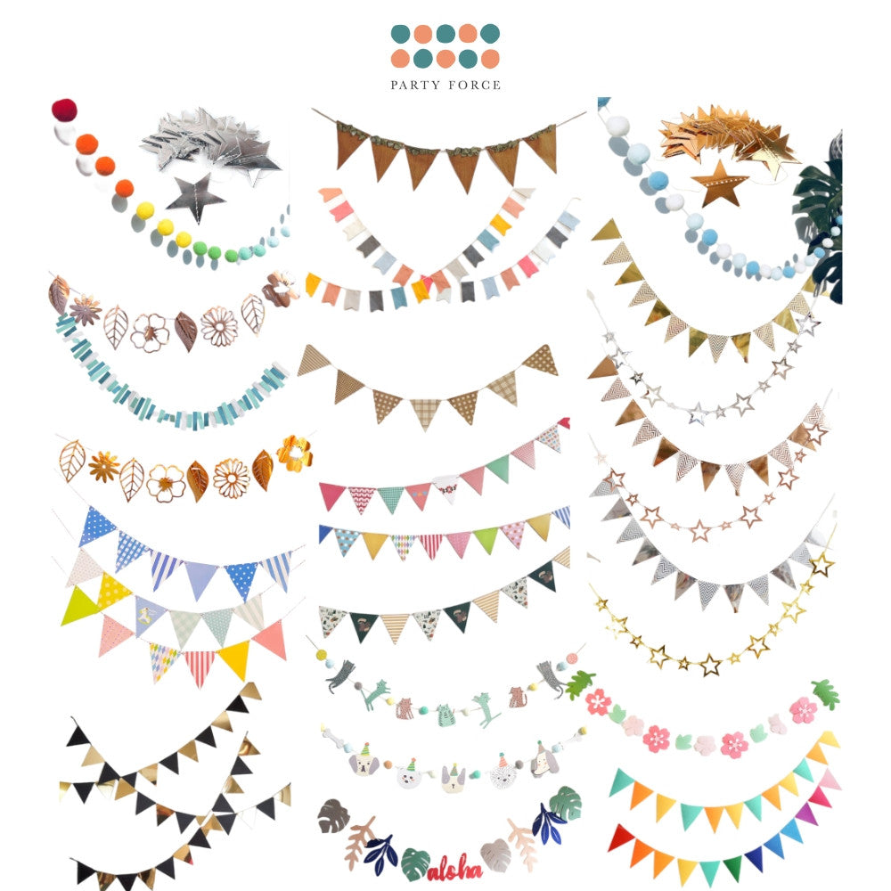 [SG Instock] Decorative Banner Garland Circle Star Flag Bunting Happy Birthday Party Decoration