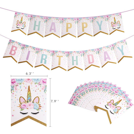 Everything Unicorn theme birthday decoration balloon banner tableware