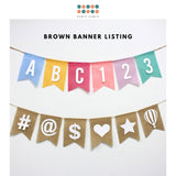 DIY Brown Linen banner customise happy birthday banner