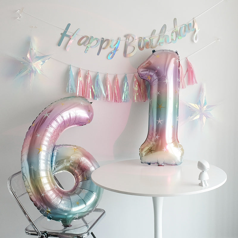 40 inch pastel rainbow Number balloon birthday balloon for party decoration