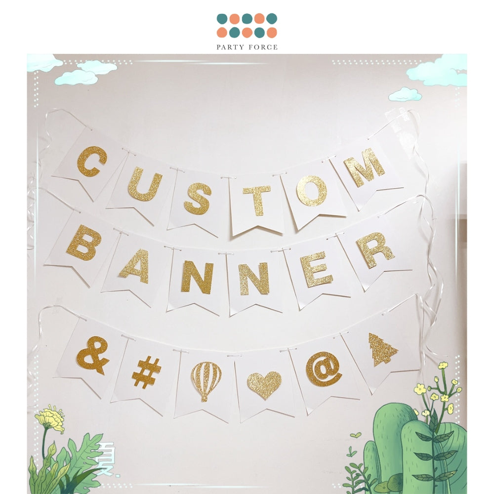 Happy Birthday Banner White DIY Customised Banner for Birthday party wedding event decoration