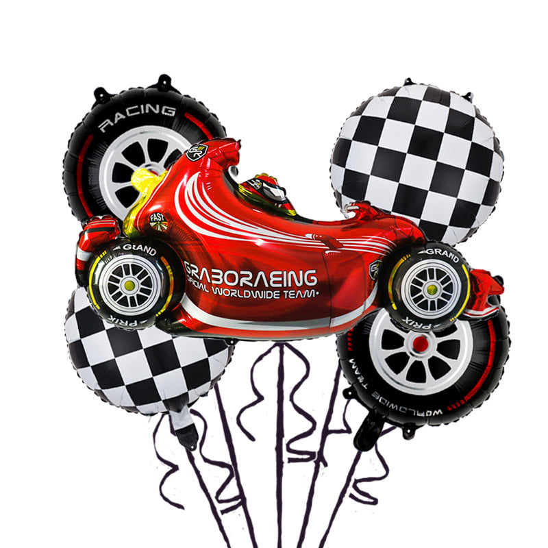 Racing Car Foil Balloon Bouquet Set - RED