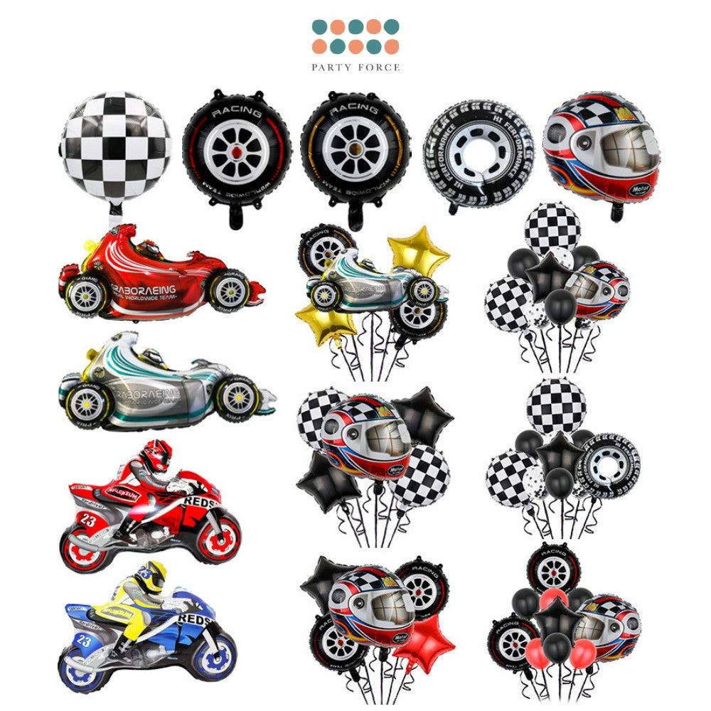[SG Instock] - Personalised Racing car motorbike Theme Birthday Party Decoration