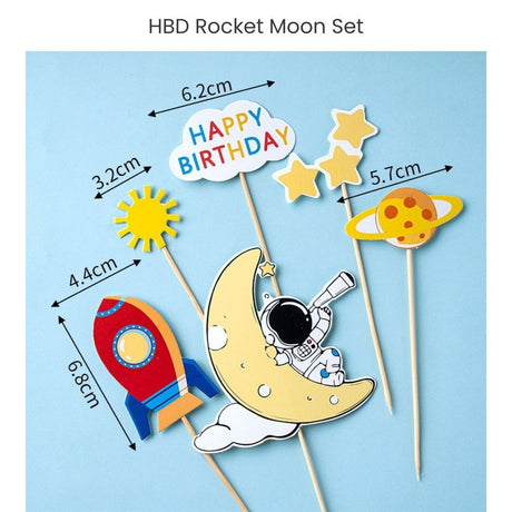 New Edition Space Theme Cake Cupcake Topper Set for Birthday Cake Decoration