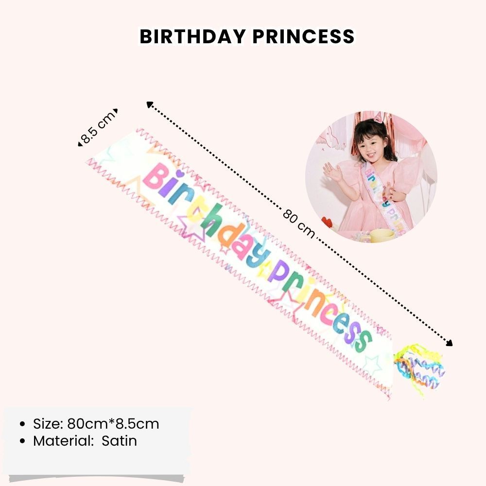 [SG Seller] Kid Birthday Sash Badge Tiara Crown Birthday Girl Birthday Boy Birthday Party Decoration