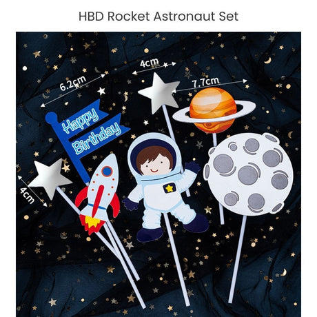 New Edition Space Theme Cake Cupcake Topper Set for Birthday Cake Decoration