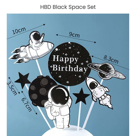 New Edition Space Theme Cake Cupcake Topper Set for Birthday Cake Decoration