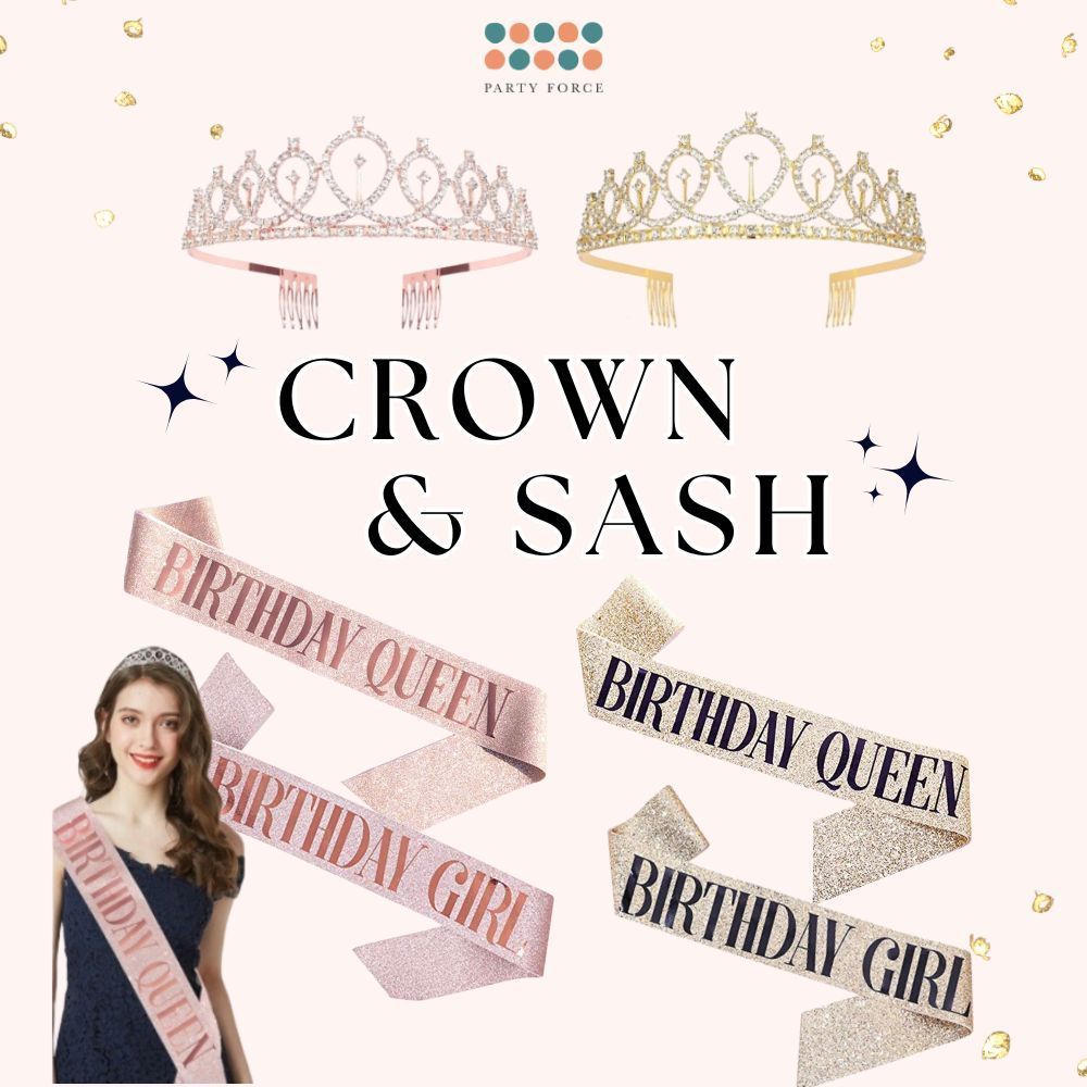 [SG Instock] Birthday Sash Birthday Crown Tiara Birthday King Queen Girl Boy Birthday Decoration