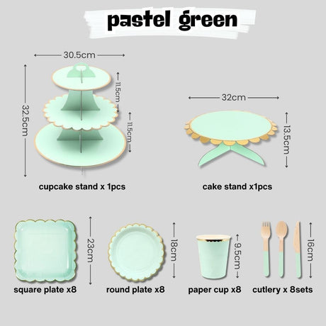 Disposable Pastel color tableware paper plates cutlery sets for party wedding events