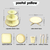 Disposable Pastel color tableware paper plates cutlery sets for party wedding events