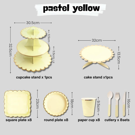 Disposable Pastel color tableware paper plates cutlery sets for party wedding events