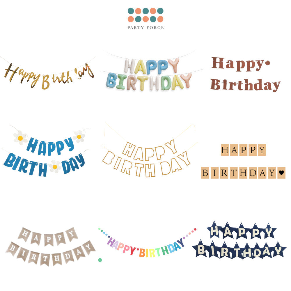 Happy Birthday Banner Garland Birthday Party Bunting Happy Birthday Foil Banner