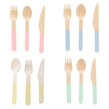 Disposable Pastel color tableware paper plates cutlery sets for party wedding events