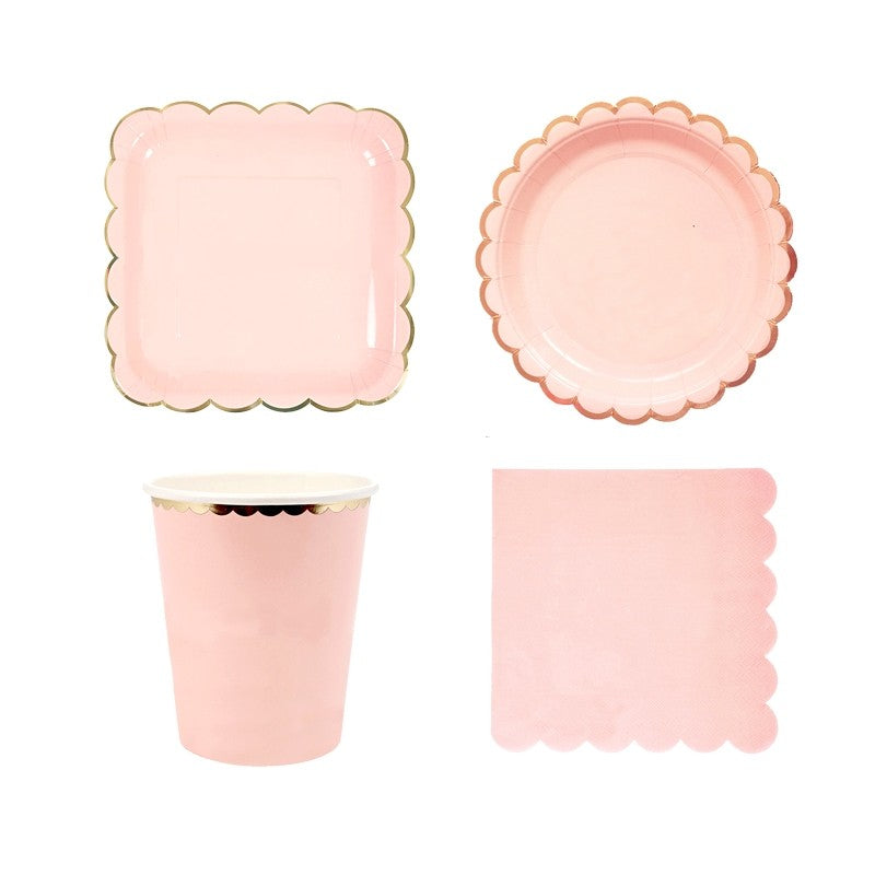 Disposable Pastel color tableware paper plates cutlery sets for party wedding events