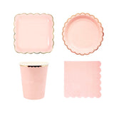 Disposable Pastel color tableware paper plates cutlery sets for party wedding events