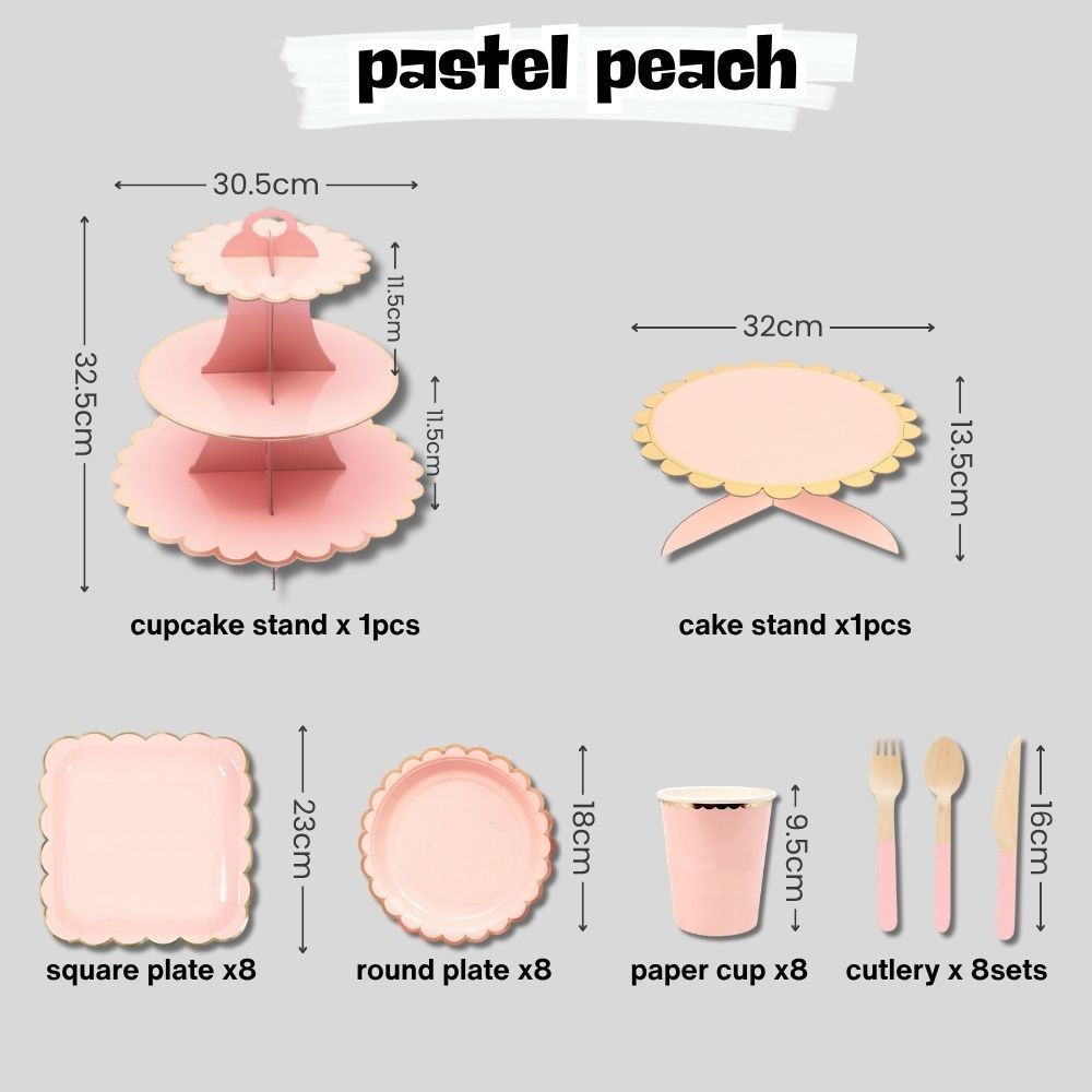 Disposable Pastel color tableware paper plates cutlery sets for party wedding events