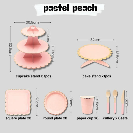 Disposable Pastel color tableware paper plates cutlery sets for party wedding events