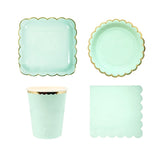 Disposable Pastel color tableware paper plates cutlery sets for party wedding events