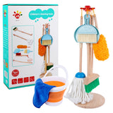 Kids Pretend Play Cleaning Set Wood Material for Children Birthday Gift