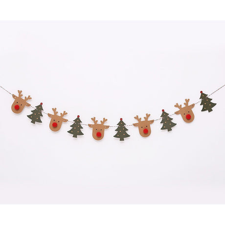 Kraft Paper Christmas Tree and Christmas Deer Garland for Christmas Parties Decoration