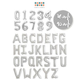 16 inch 40 inch Silver Number Balloon Alphabet Balloon