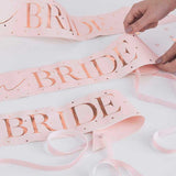 Pink & Rose Gold Team Bride Hen Party Sashes 6 Pack for Hen Party Bridal