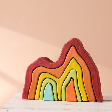 Wooden Tree Mini People 14pcs Toys Set and Wooden Rainbow Mountain Toys Set