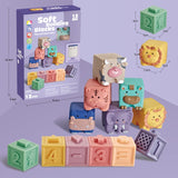 12 Pcs Animals Soft Building Blocks Toy for Children Babies