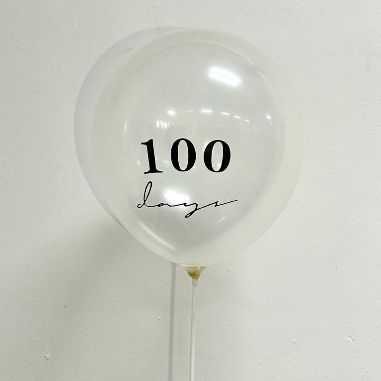 12 inch Transparent Printed Balloon for 100 Days Happy Birthdays Love Decoration