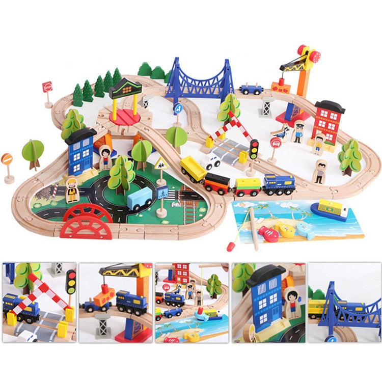 108pcs Wooden Train DIY Toy Set for Kids Birthday Gift