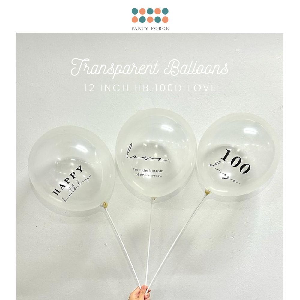 12 inch Transparent Printed Balloon for 100 Days Happy Birthdays Love Decoration