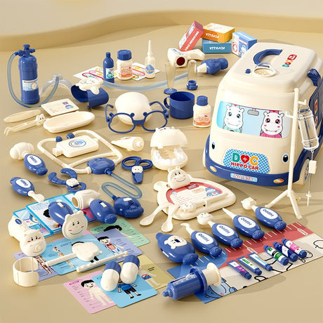 Kid Pretend Play Doctor Ambulance 72pcs Set Plastic for Children Birthday Gift