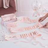 Pink & Rose Gold Team Bride Hen Party Sashes 6 Pack for Hen Party Bridal