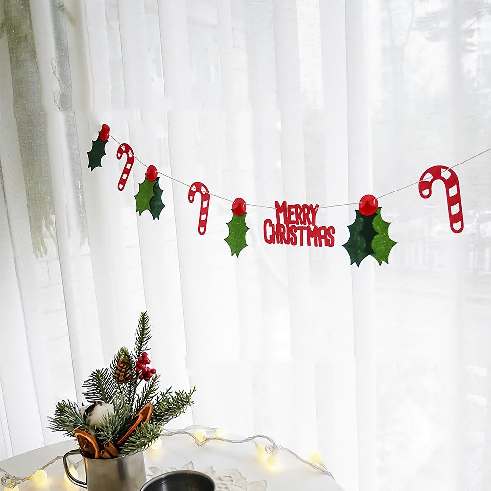 Felt Merry Christmas Candy Leaf Banner for Christmas Decoration