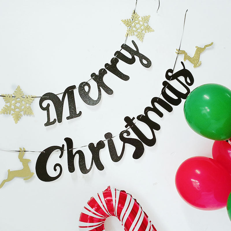 Black Gold Christmas Banner for Christmas Decoration