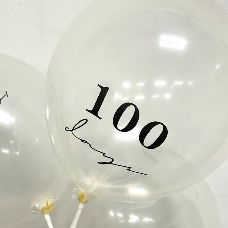 12 inch Transparent Printed Balloon for 100 Days Happy Birthdays Love Decoration