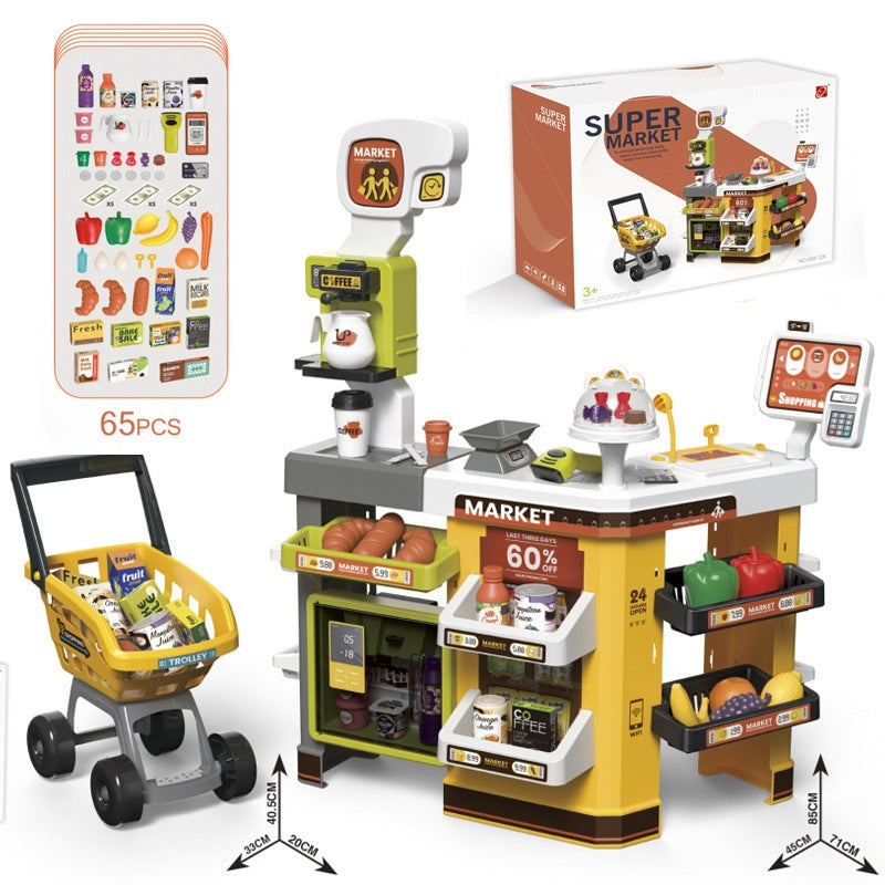 Kids Pretend Play Supermart Cashier 65pcs Set for Children Birthday Gift