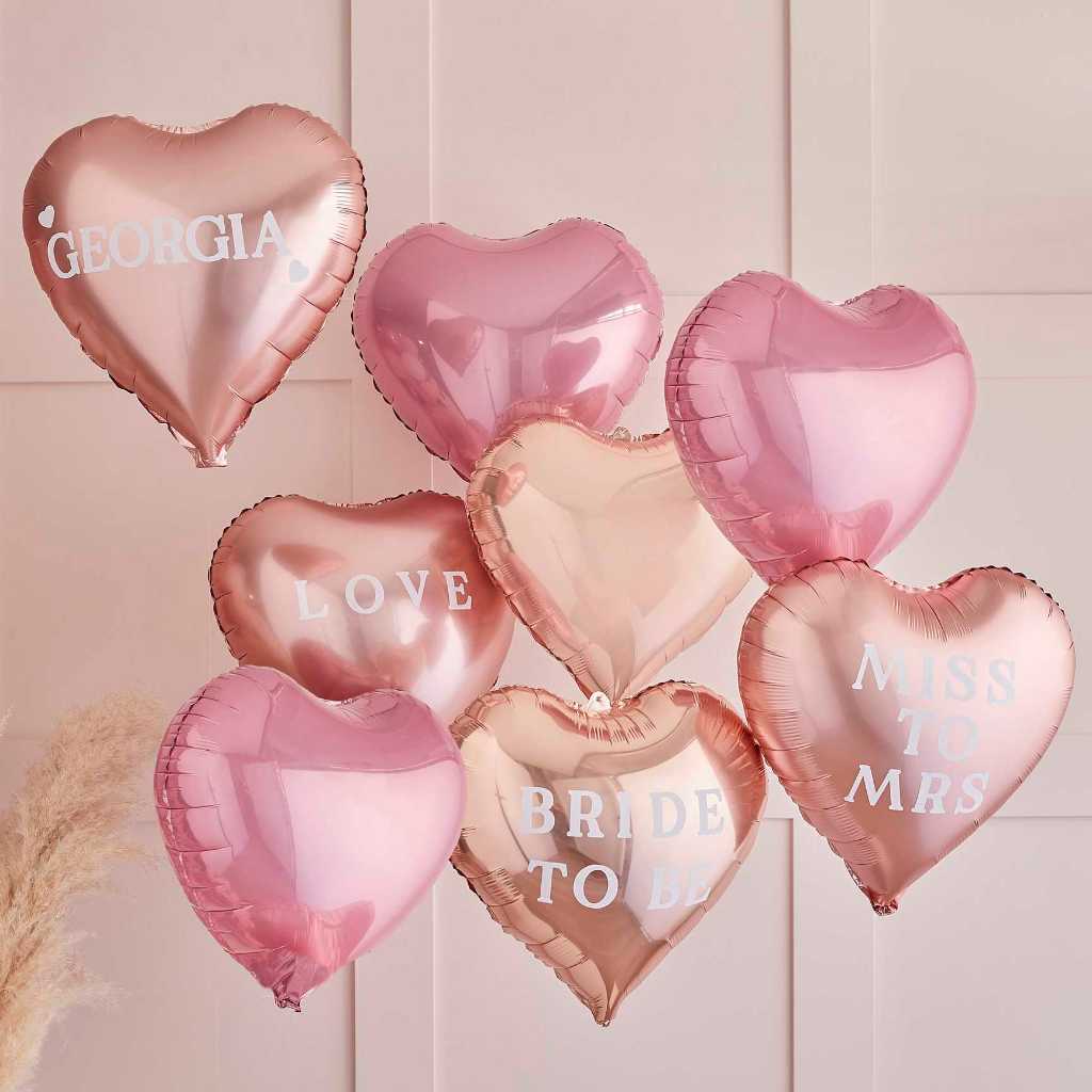 Customisable Heart Balloons With Stickers for Wedding Party Hen Party Bridal