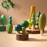 Wooden Tree Mini People 14pcs Toys Set and Wooden Rainbow Mountain Toys Set