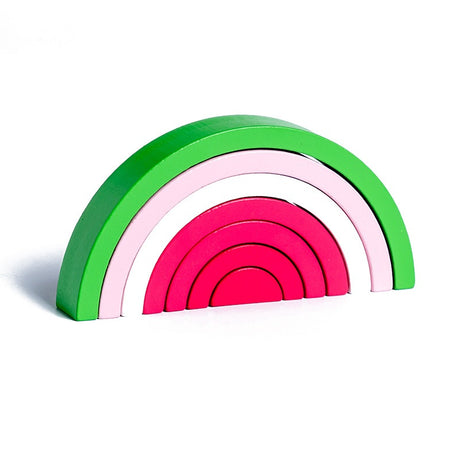 Mini Wooden Rainbow Bricks and Minifigure Toys for Kids