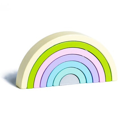 Mini Wooden Rainbow Bricks and Minifigure Toys for Kids