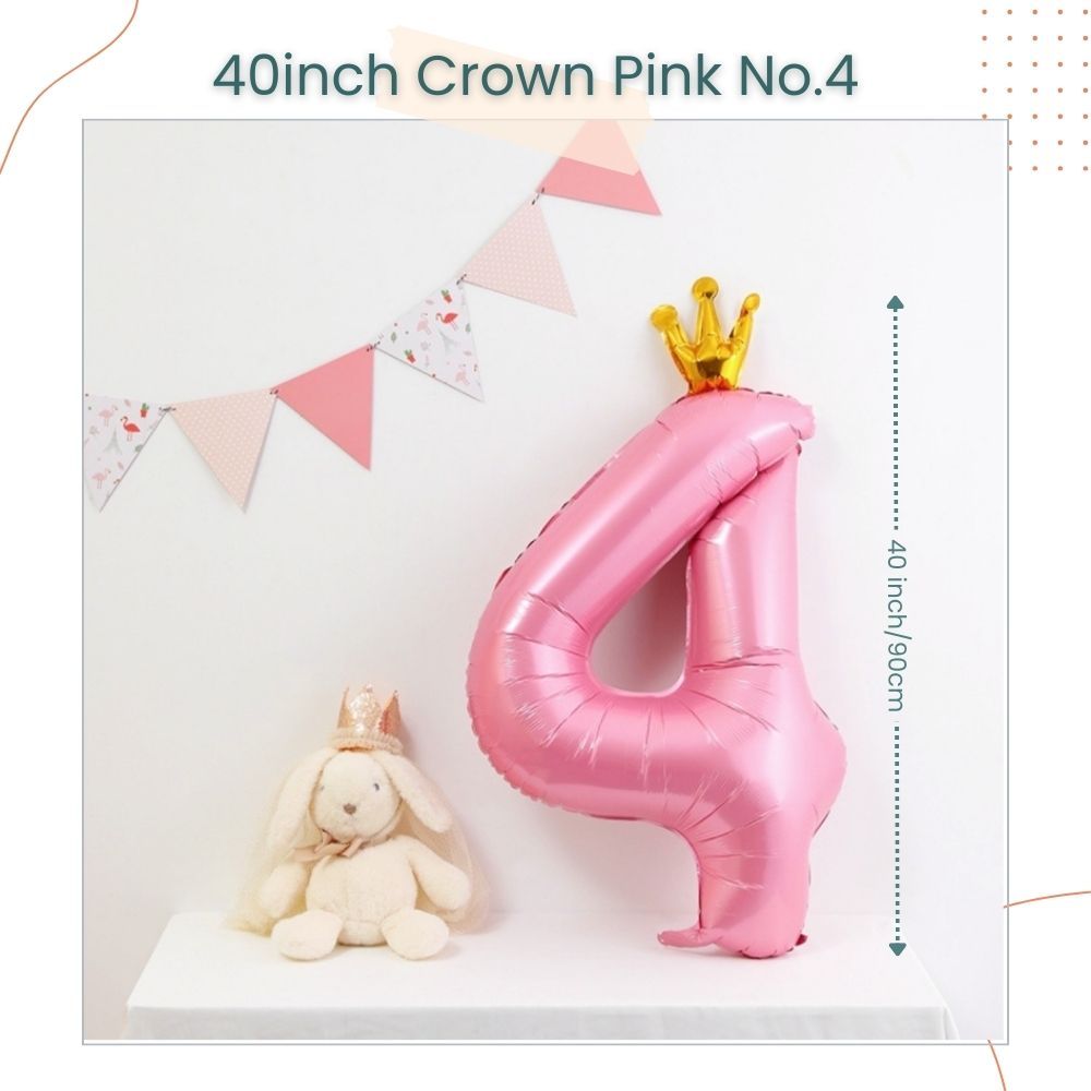 40 inch Pink Crown Number Balloon