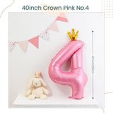 40 inch Pink Crown Number Balloon