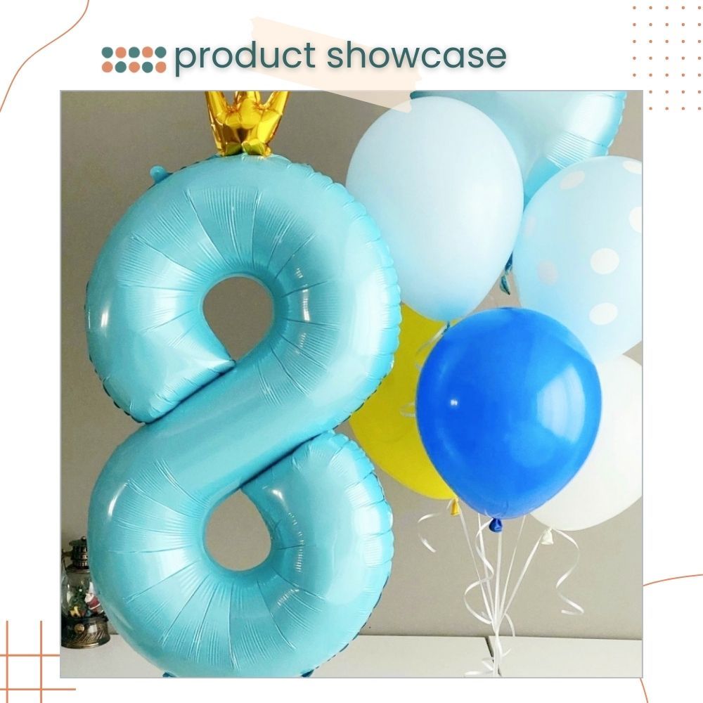 40 inch Blue Crown Number Balloon