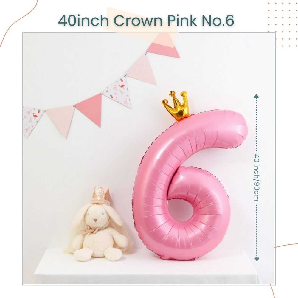 40 inch Pink Crown Number Balloon