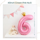 40 inch Pink Crown Number Balloon